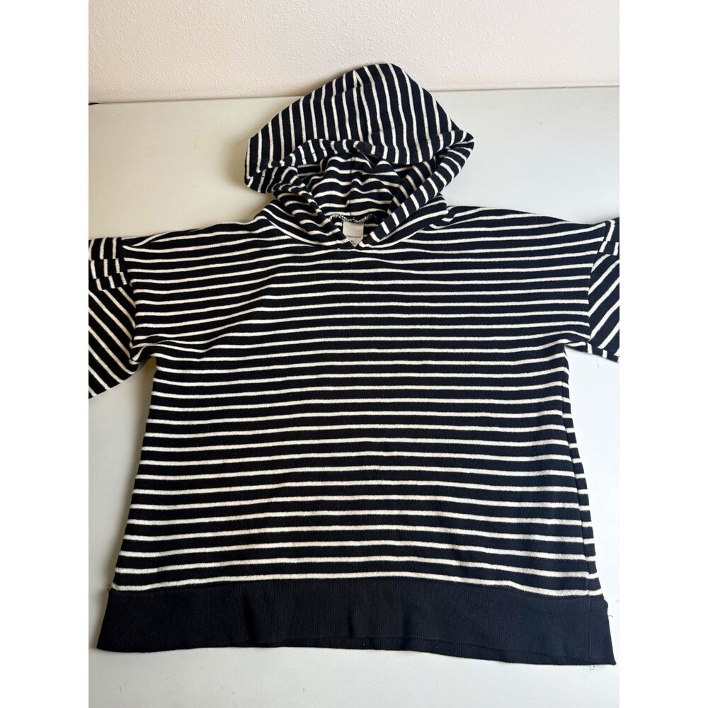 Nordstrom Girls Black/White Striped Pullover Hoodie Relaxed Fit XL
